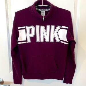 PINK VICTORIA SECRET | Women’s Purple & White 1/2 Zip Collared Sweatshirt, XS